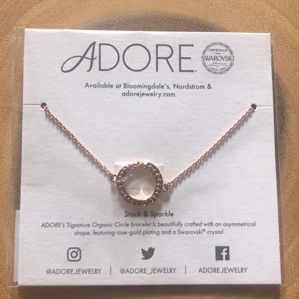 NWT ADORE’s Signature Organic Circle Rose Gold Swarovski Crystal Bracelet